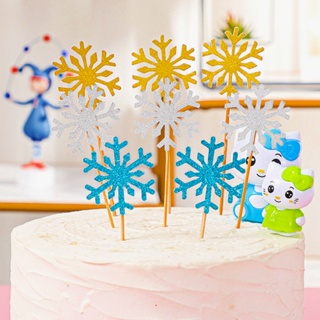 10 件裝冰公主紙杯蛋糕裝飾雪花兒童生日快樂派對蛋糕裝飾用品嬰兒淋浴婚禮蛋糕裝飾