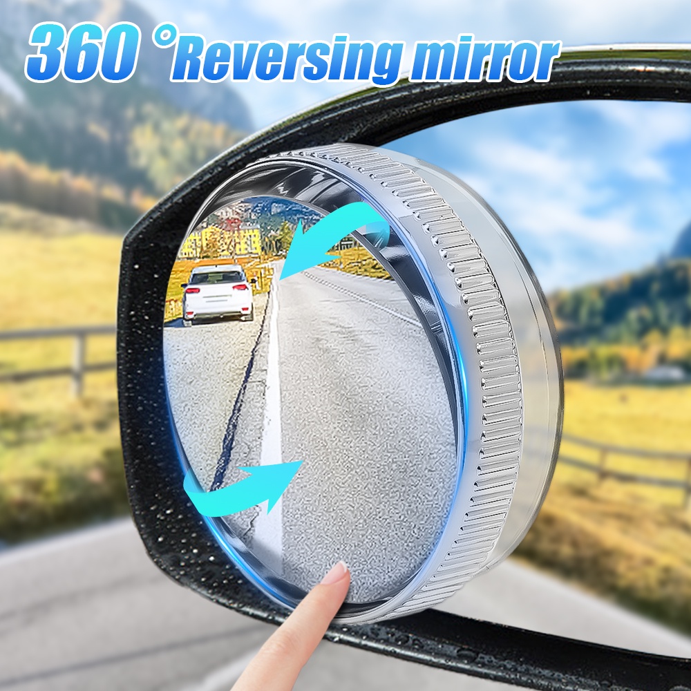 1/2件360度旋轉透明汽車盲點鏡/高清汽車後視鏡/可調吸盤汽車輔助凸倒車鏡/廣角行車安全後視