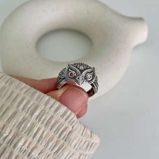 新款貓頭鷹戒指歐美風誇張動物嘻哈男士個性開口可調整指環