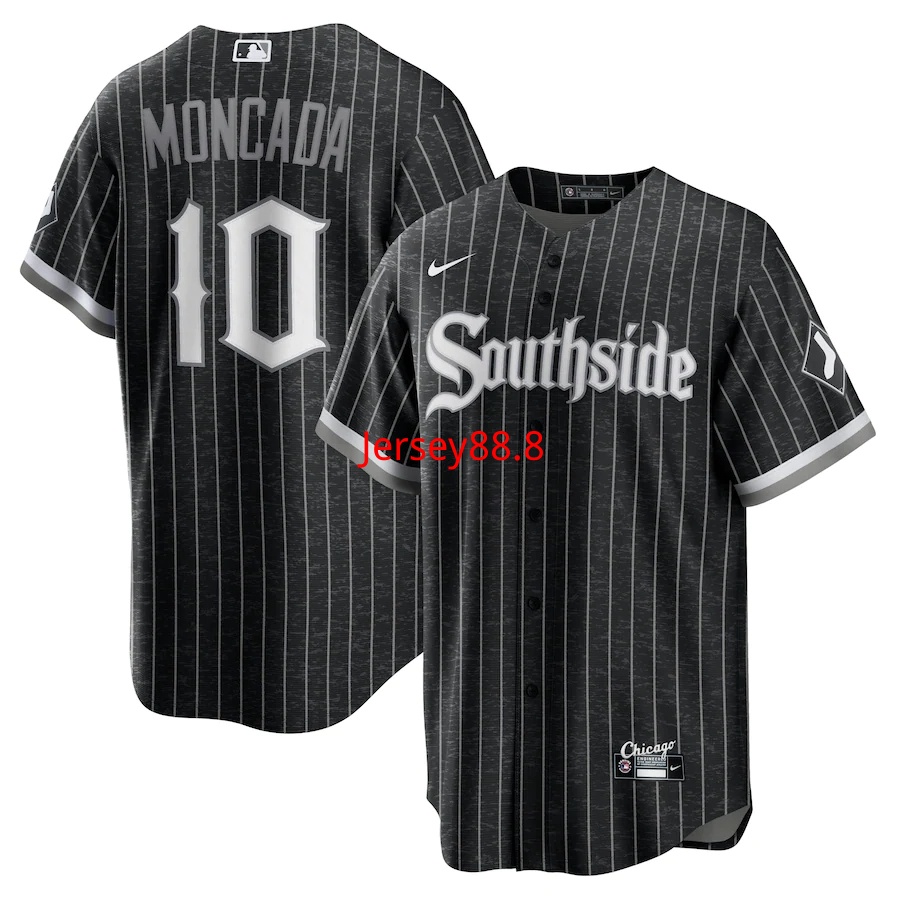 男士新款美職棒 芝加哥 白襪隊#10 Moncada 蒙卡達 城市版球衣 刺繡小外套棒球服