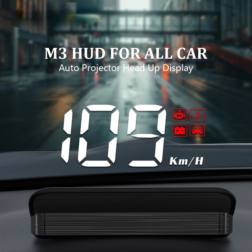 M3 自動 HUD OBD2 抬頭顯示在玻璃車速擋風玻璃投影儀車速表警報電子配件上投影