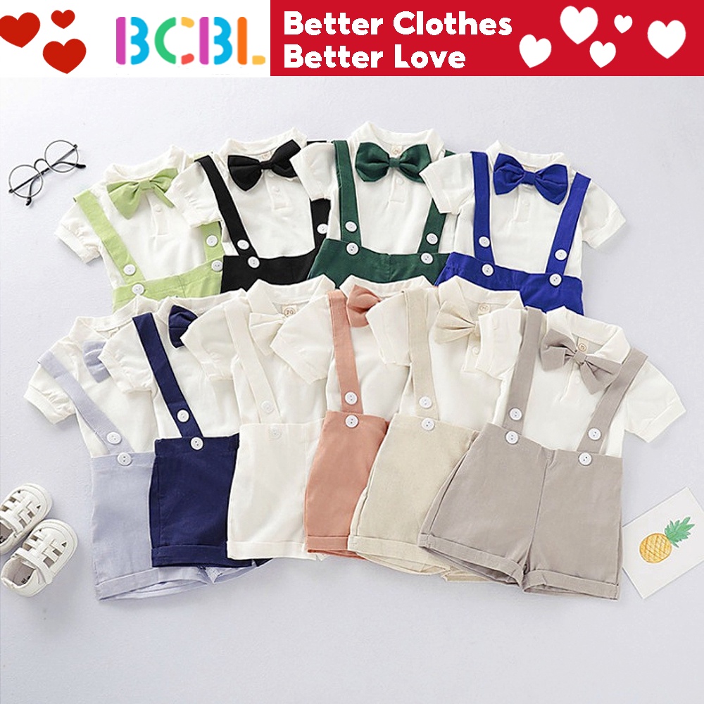 Bcbl 幼兒男嬰紳士衣服套裝短袖襯衫工作服短褲嬰兒夏季服裝正式套裝 2 件