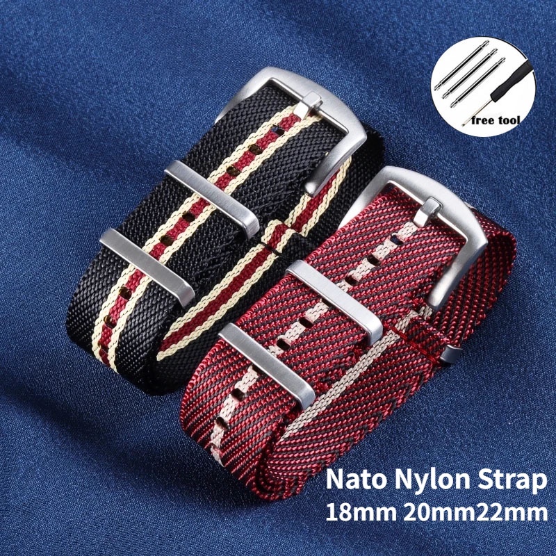 高級尼龍錶帶 18 毫米 20 毫米 22 毫米平端通用錶帶 Nato 錶帶適用於歐米茄 007 適用於帝舵男士女士手腕
