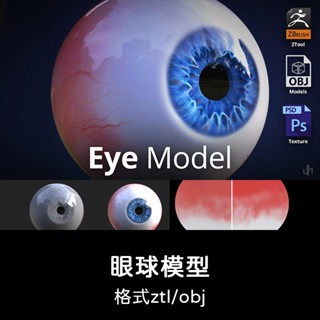 3D模型 ｜ C4D眼睛眼球高精度模型3D渲染zb建模obj素材ztl設計zbrush原始檔