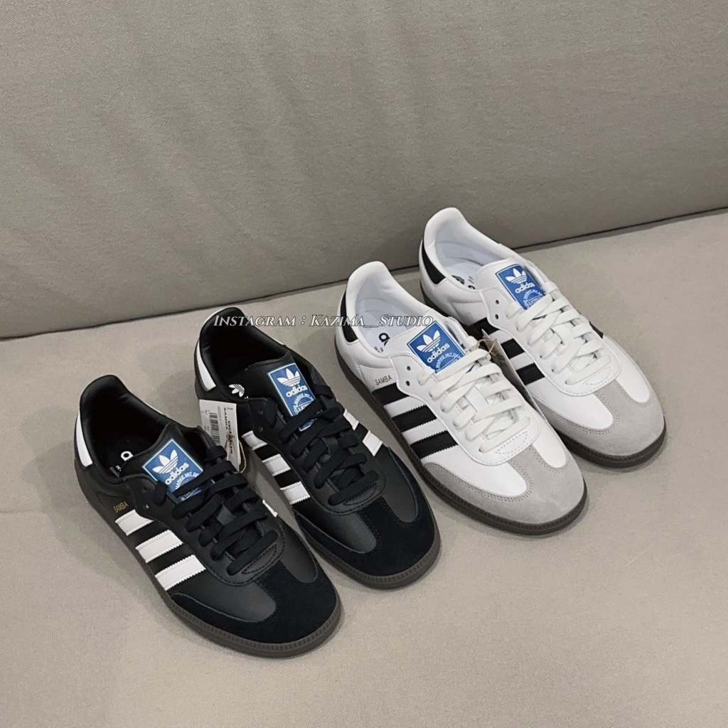 Kazima｜現貨 愛迪達 Adidas Samba OG 復古鞋 藍標 皮革 德訓鞋 黑白 B75806 B75807