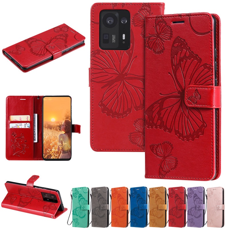 小米手機壓紋大蝴蝶翻蓋皮套 小米10 Ultra Lite 紅米Note8 Pro Note8T 壓花防摔掀蓋保護殼