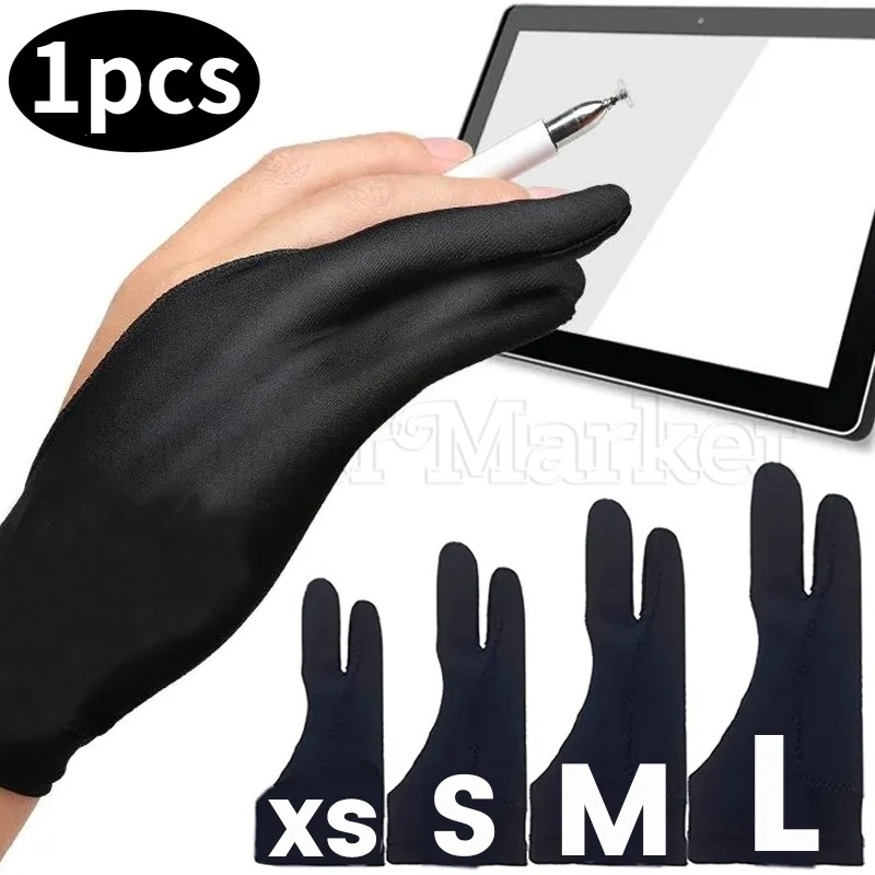 Xs/s/m/l 兩指繪畫手套/防觸摸平板防污/藝術家專業繪圖手指手套/IPad 平板電腦黑色防污手套