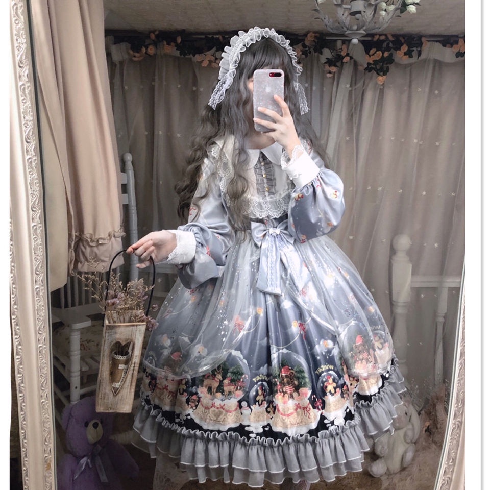 ✨現貨✨M-L蘿莉塔裙子 日系 蘿莉學生 洋裝雪紡 洋裝 新款 lolita裙