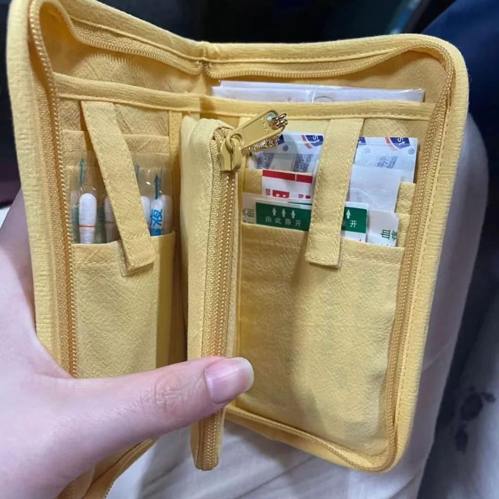 啵啵貓卡拉包零錢包棉布線包包置物包黃色卡通貓收納包便攜式 Q01