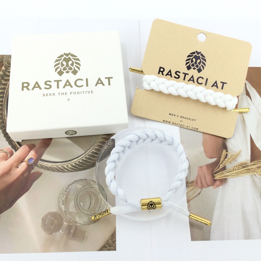 RASTAClAT 手鍊白色手鍊手工編織繩友誼手鍊獅子可調節手鍊女士時尚帶高級盒
