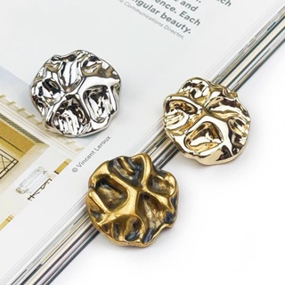 10件復古金屬服裝鈕扣手工縫紉配件簡約設計金色時尚襯衫鈕扣
