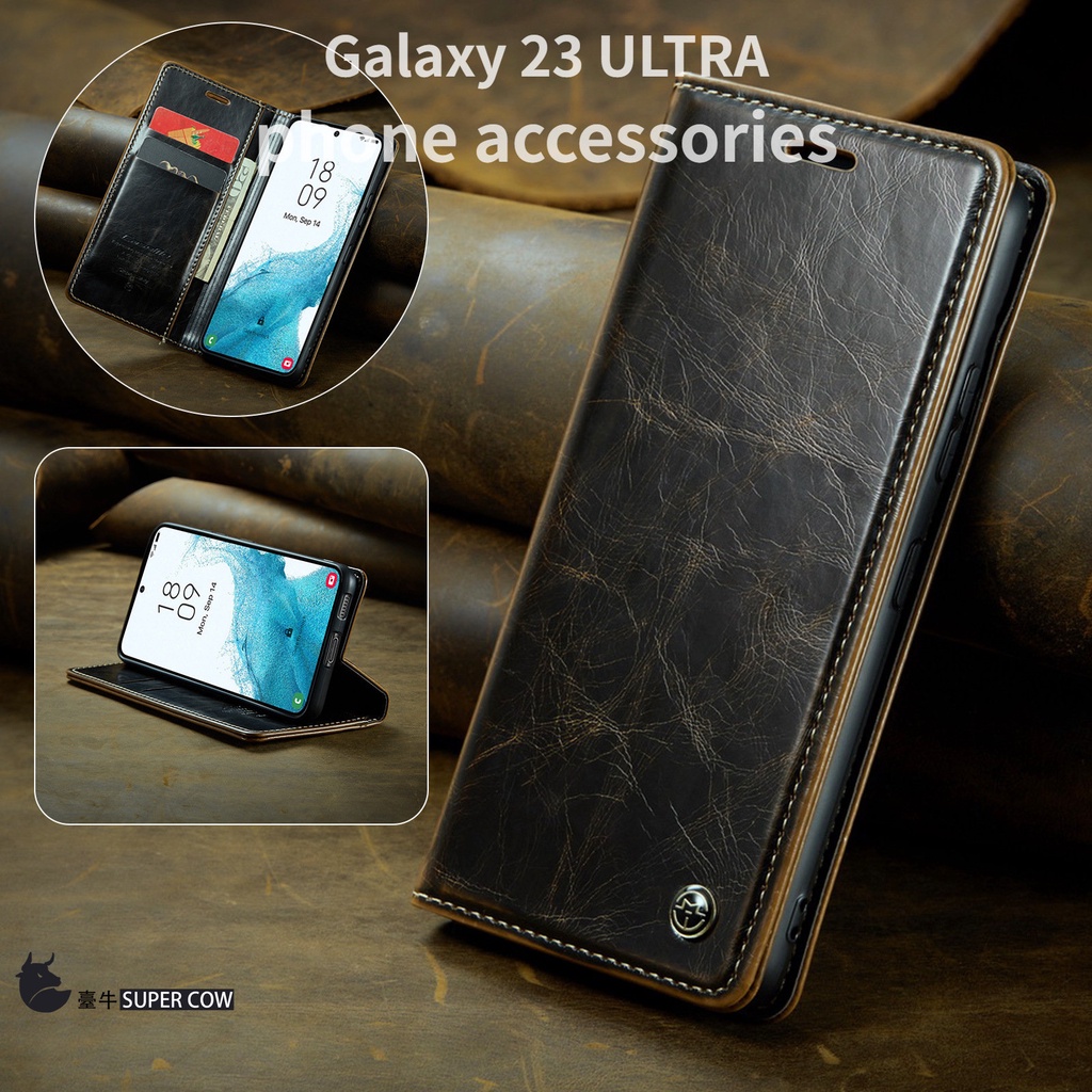 真皮皮套 三星GalaxyS24 S22 S23 Ultra手機殼S21 PLUS瘋馬紋插卡皮套 翻蓋保護套