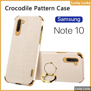 鱷魚紋三星 Note 10 手機殼 10 Plus 10 Lite PU 皮革指環支架支架全保護相機鍍金超薄優秀防指紋