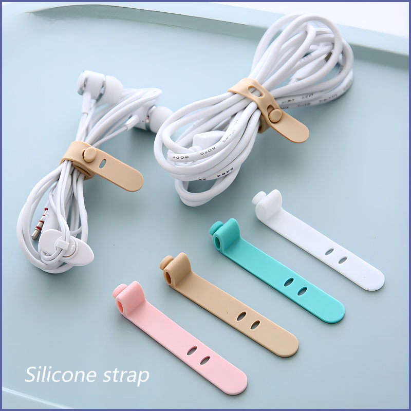 糖果色矽膠綁帶 數據線耳機收納軟膠帶 4個裝 捆紮帶 理線器 繞線器 SH066