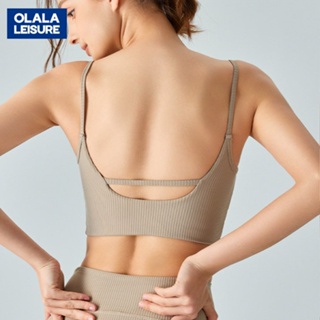 OLALA新款雲感低強度瑜伽背心半固定帶胸墊內衣緊身裸感透氣運動內衣女