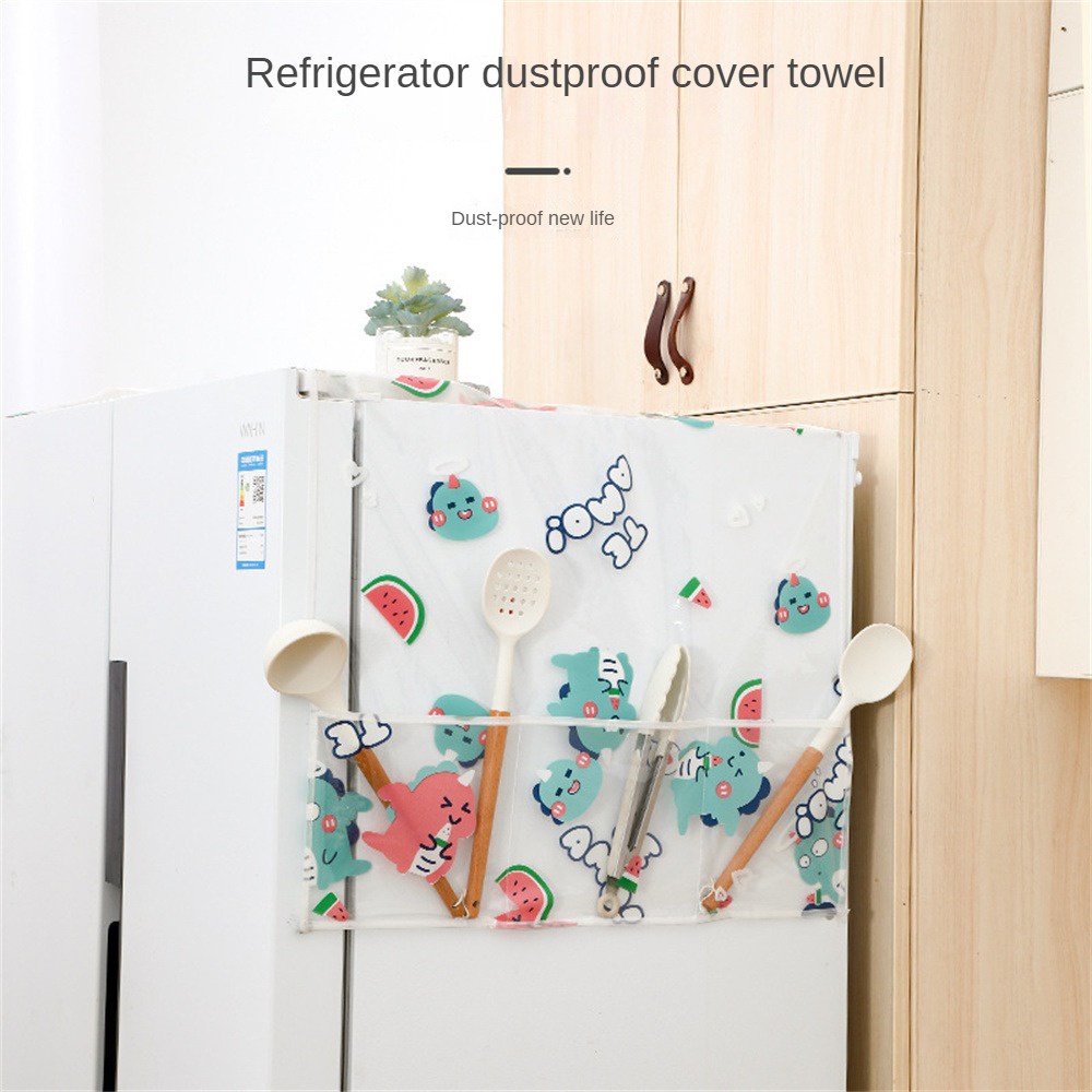 冰箱罩防塵單雙門收納簡易洗衣機罩布透明彩色掛袋
