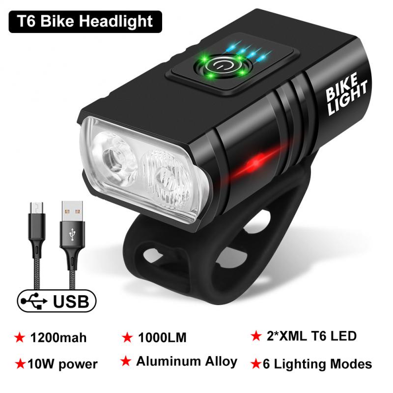 T6 LED 自行車燈 10W 1000LM USB 可充電電源顯示自行車頭燈尾燈 Lanterna Bicicleta