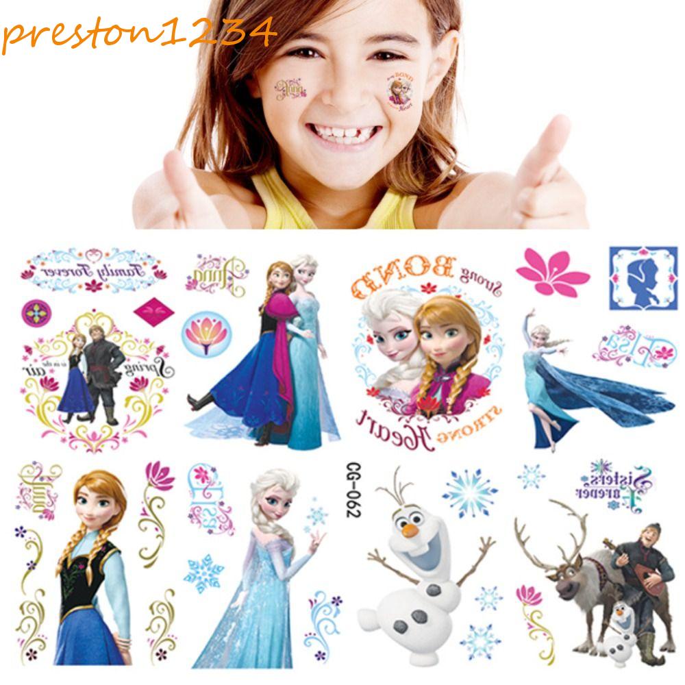PRESTON派對玩具,動漫冷凍艾爾莎臨時紋身貼紙,防水卡通索菲亞公主行動圖假紋身對於兒童女孩
