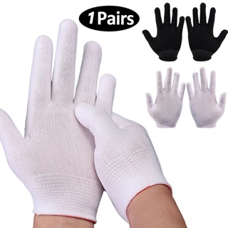 防滑透氣白色薄款尼龍手套多功能園藝手套一次性pvc加厚廚房防護手套耐高溫絕緣手套