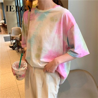 IELGY 女裝百搭上衣中長圓領寬鬆韓版時尚t恤短袖