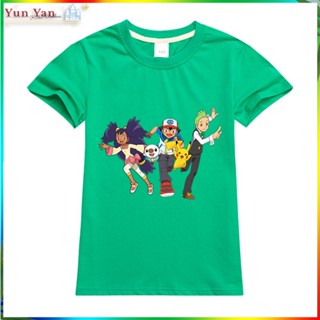 皮卡丘男女童t恤上衣時尚休閒潮流兒童短袖運動服服裝3-15歲