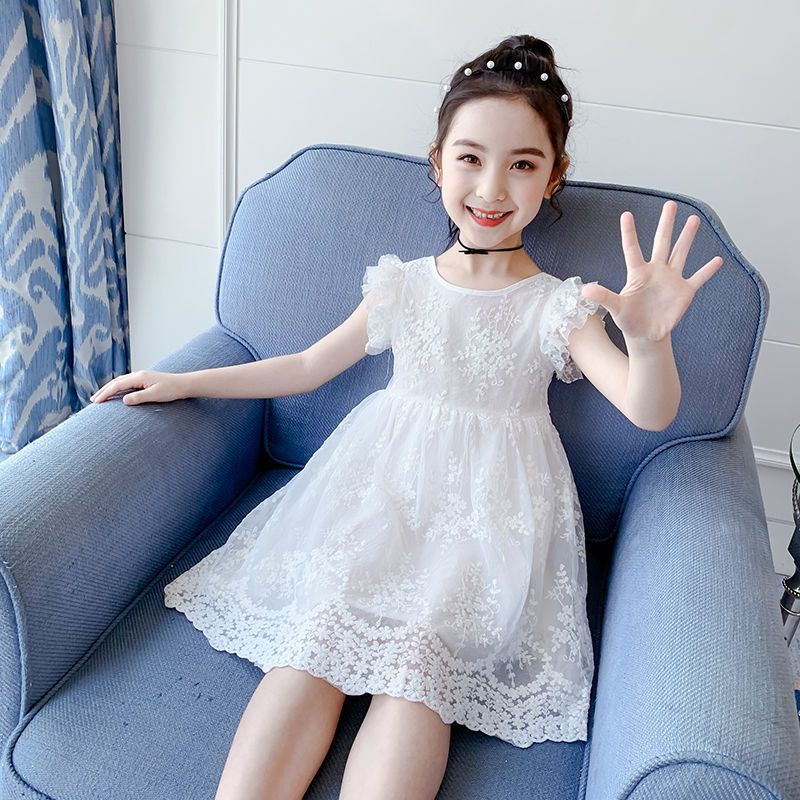 【現貨】女童白色洋裝兒童洋裝公主裙夏天小女孩洋裝寶寶洋裝蕾絲女童連身裙兒童禮服