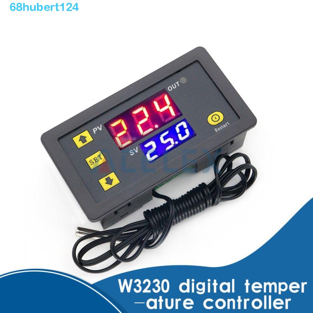 Hubert 溫度控制器,數字 LED 顯示恆溫器,帶熱/冷卻 12V 溫度控制開關的控制儀表探頭線 W3230