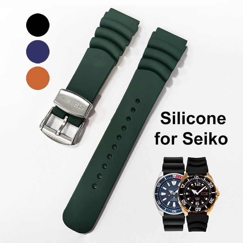 SEIKO 20 毫米 22 毫米矽膠錶帶適用於精工 Prospex SKX007 SKX009 SPR009 錶帶防水