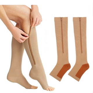 運動壓力襪 壓縮拉鍊襪長筒小腿彈力襪 compression socks