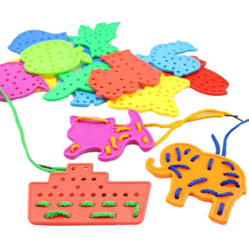 【現貨】兒童 穿線板 玩具 精細動作 幼兒園 早教益智 動物水果 交通樹葉1-3歲串