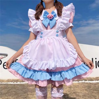 超大碼蘿莉塔女僕女服務生衣服超萌粉藍服務生衣服愛麗絲cosplay可愛Lolita女裝洋裝連身裙洛麗塔女裝大佬cos