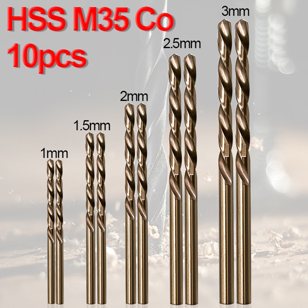 10 件 HSS 麻花鑽頭高速鋼鑽頭套裝 1mm 1.5mm 2mm 2.5mm 3mm 用於不銹鋼木孔工具