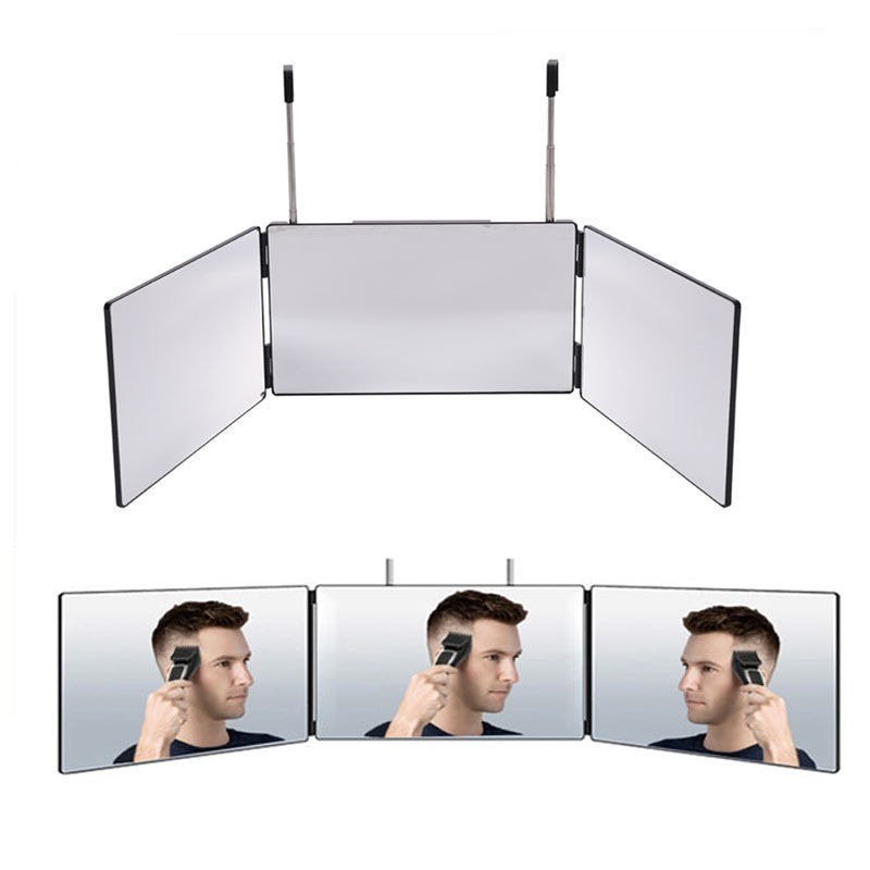 免運 LED三面鏡男士自助理療后視鏡家用剪貼美染折鏡高清化鏡
