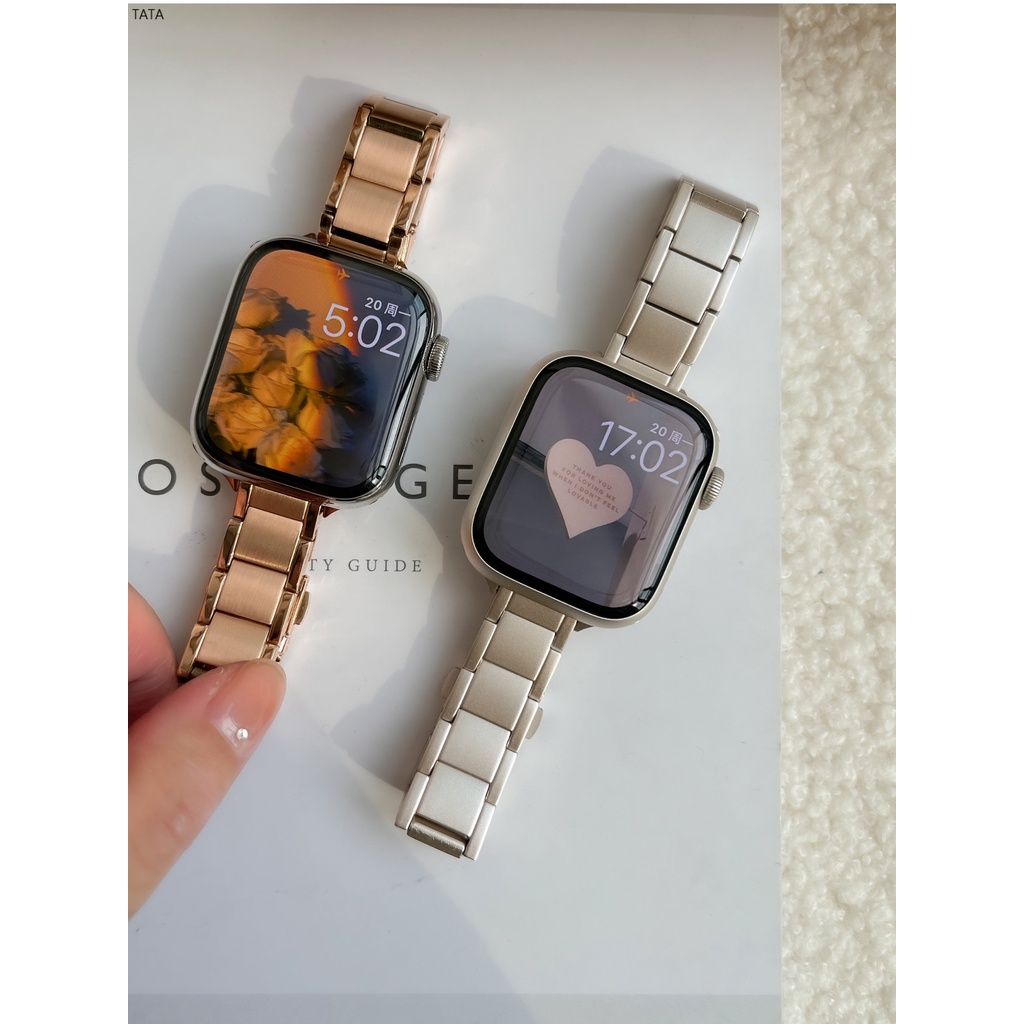 現貨Apple Watch 星光色細款  女士錶帶 不鏽鋼錶帶S8 S6 S7 SE 41mm 40mm 44mm 45