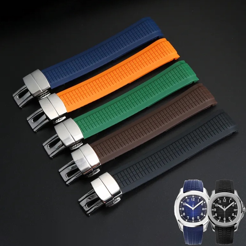 PATEK PHILIPPE 21毫米弧口矽膠錶帶適用於百達翡麗 5164A 5167A 5168A 軟橡膠手錶帶