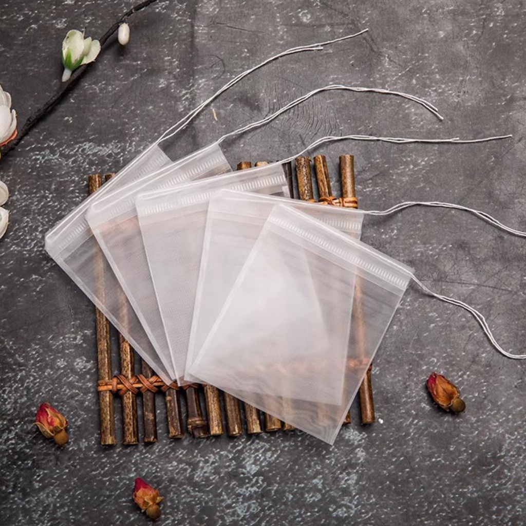 100 件一次性茶包透明尼龍茶包空茶包帶細繩密封茶浸泡器過濾袋用於香料香草