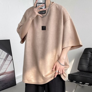 國潮短袖男士T恤2023夏季新款潮牌ins潮流大尺碼寬鬆圓領純棉情侶裝