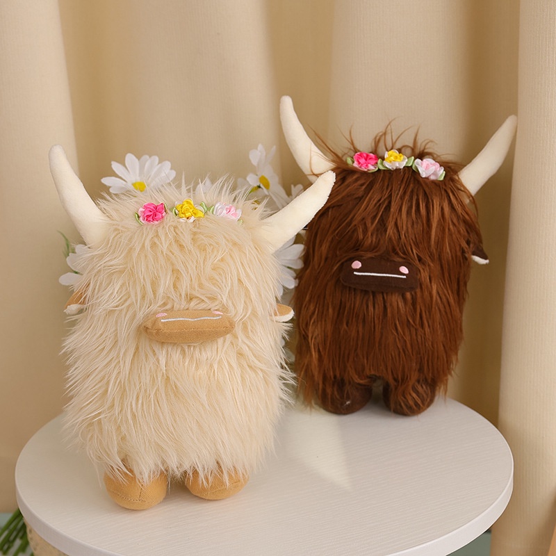 [XINKOU]Highland Cow 犛牛家居裝飾玩偶蘇格蘭高地牛毛絨玩具 FXXM