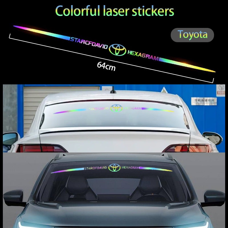 豐田汽車彩色激光車身貼車門貼後玻璃改裝反光貼後視鏡貼汽車配件適用於 Hilux Innova Corolla Cross