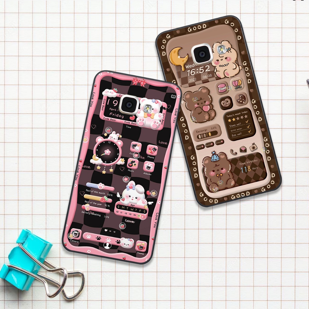 三星 A9 Pro / C9 Pro 手機殼,棕熊圖案,可愛粉色,漂亮熱門潮流