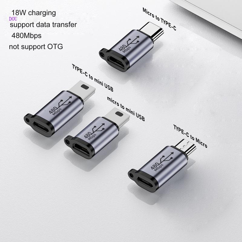 Dou Usb-C 轉 Micro Usb Mini Usb 適配器 Type-C 母頭轉 Micro Usb 公頭轉換