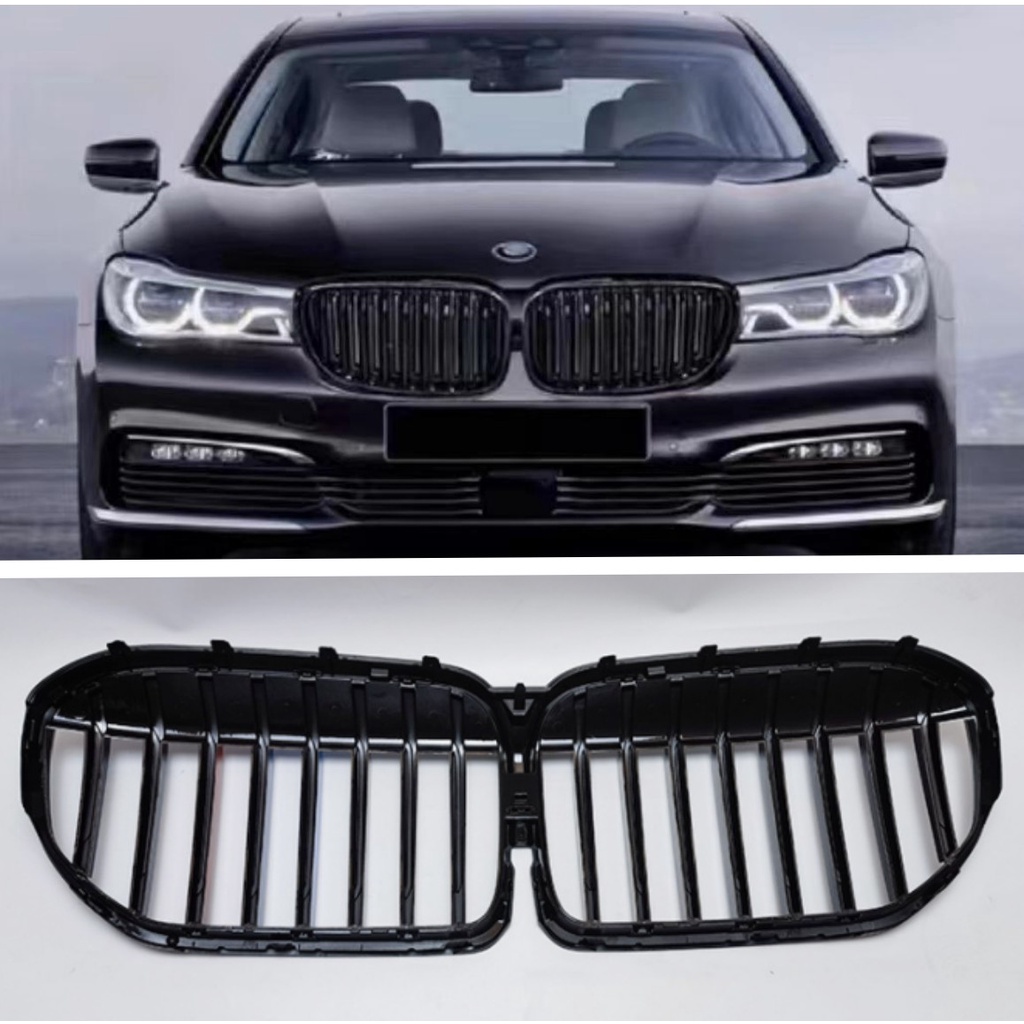 【全台可安裝】適用於BMW 2019+寶馬7系G11 G12後期改裝高品質亮黑單線三色款水箱護罩 中網 前進氣格柵