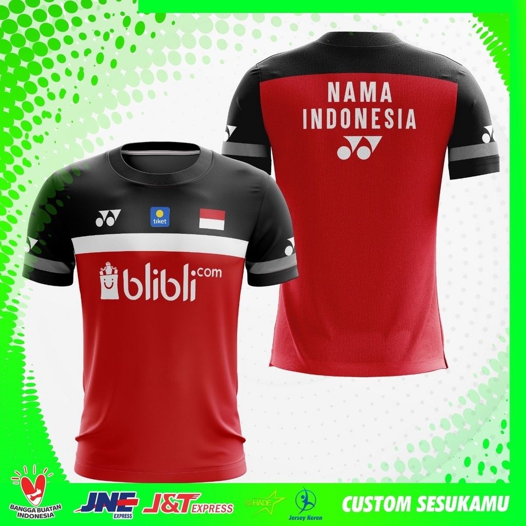 2022 年羽毛球球衣 Bilibili Yonex 印度尼西亞隊 Jay Malapan 羽毛球球衣 TRIBUTE
