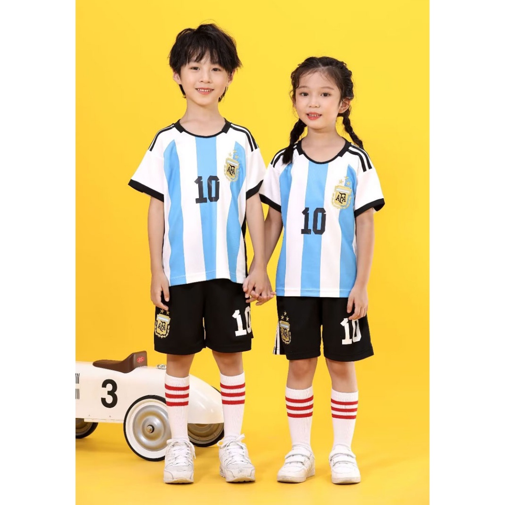 新款 三星 MESSI足球衣 童裝10號 阿根廷比賽隊服 兒童足球衣 阿根廷10號梅西 主場 兒童足球服 兒童球衣
