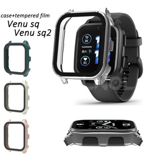 Garmin venu SQ 2 sq2 音樂超薄鋼化玻璃防刮螢幕保護膜硬質 PC 保護殼