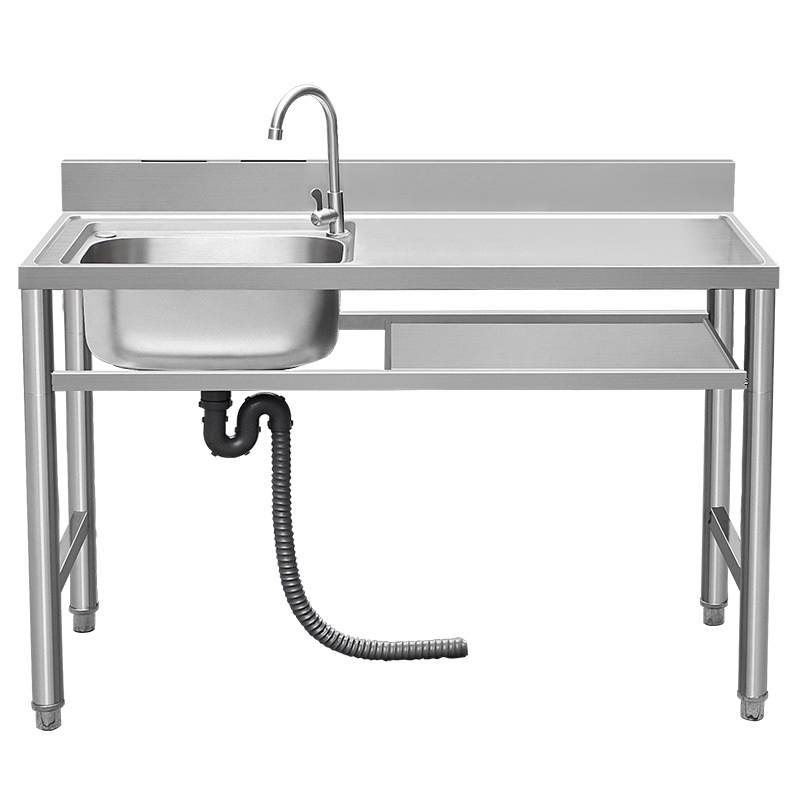 統編-免運-精選-廚房不銹鋼水槽洗菜池洗碗盆檯面一體成型單槽雙槽帶支架平台家用G6