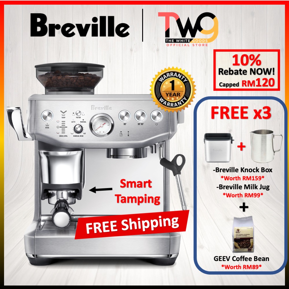 Breville BES876 Barista Express Impress 濃縮咖啡機,帶智能搗固 BES876SS