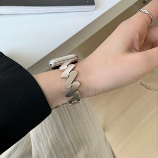 【高品質】波浪紋啞光不鏽鋼錶帶 適用apple watch 女士錶帶 44 40 41 45 iwatch7 8 4