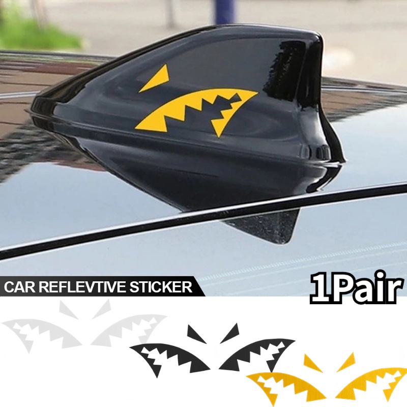 2 件/套通用汽車自粘反光貼紙/創意鯊魚鰭天線乙烯基貼花貼紙汽車裝飾配件
