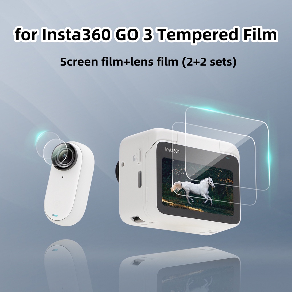 2+2 套 Insta360 GO 3 鋼化膜拇指防抖相機屏幕保護膜 GO3 鏡頭保護膜配件